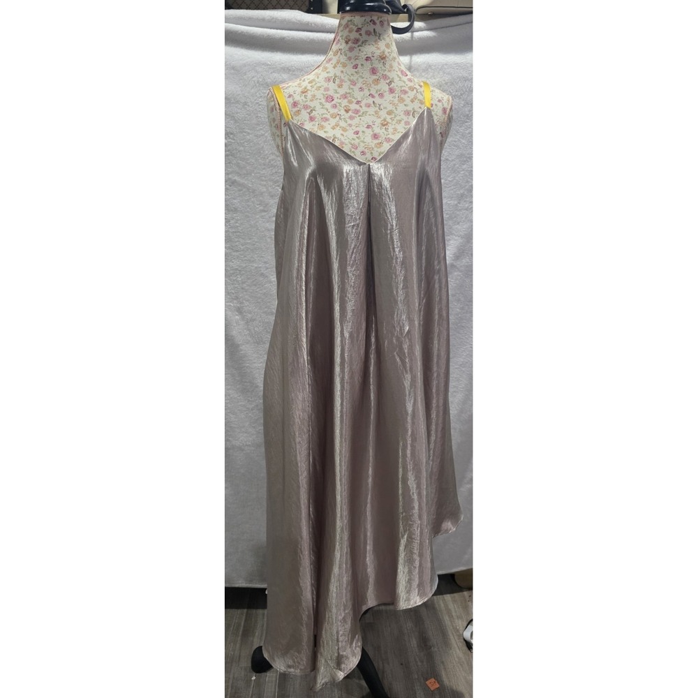FLOREAT Anthropologie Monroe Metallic Silver Asymmetrical Rocker Boho Festival L - Picture 5 of 10